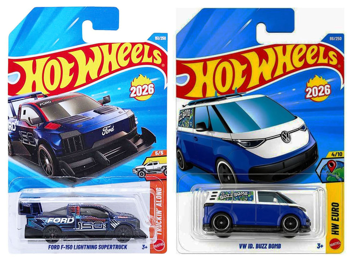 Combo of Ford F-150 Lightning Supertruck+VW ID. Buzz Bomb #Blue&White (2026)