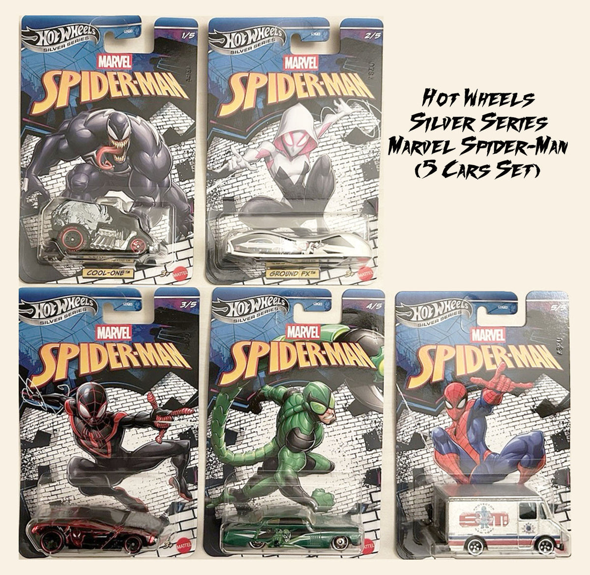 Hot Wheels Silver Series: Marvel Spider-Man (Set of 5 Cars; 2026)